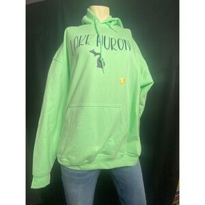 Light Green Pullover Hoodie Casual Athleisure Streetwear Size large